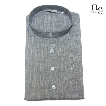 Misty Grey Textured Giza Cotton Long Kurta for Men