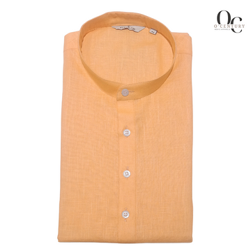 Light Orange Textured Men's Long Giza Kurta