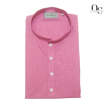 Rose Pink Slub Textured Long Kurta for Men