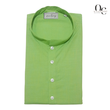 Lime Green Textured Slub Kurta for Men