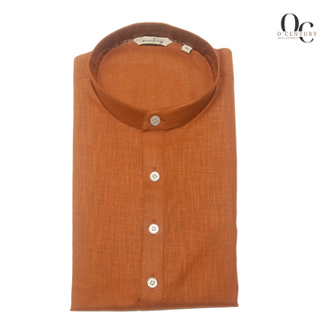 Rust Orange Giza Cotton Long Kurta for Men