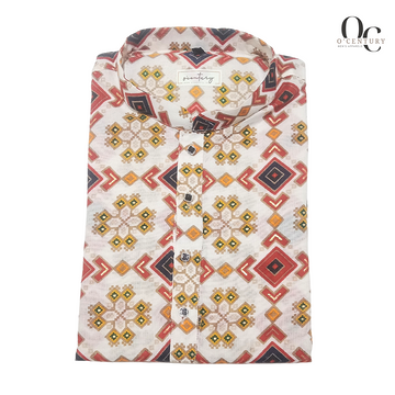 Golden Ochre Woven Texture Long Kurta for Men – Festive Luxe Edition