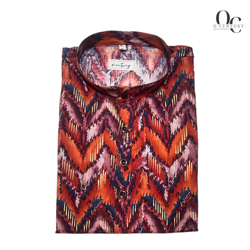 O’Century Men’s Printed Zigzag Long Kurta – Multicolor Festive Wear