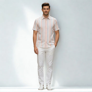 Men's Half Sleeve Striped Shirt - Pastel Shades