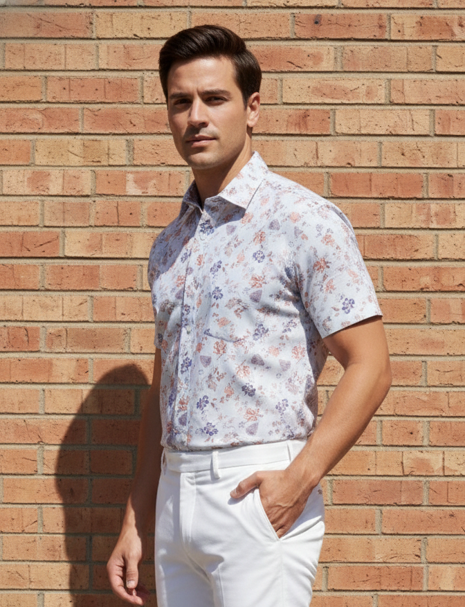 Men 100% Cotton Half Sleeve Shirt (Printed)