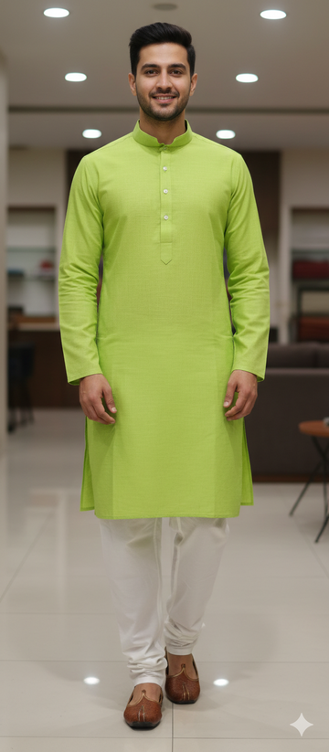 Men 100% Cotton Plain Kurta