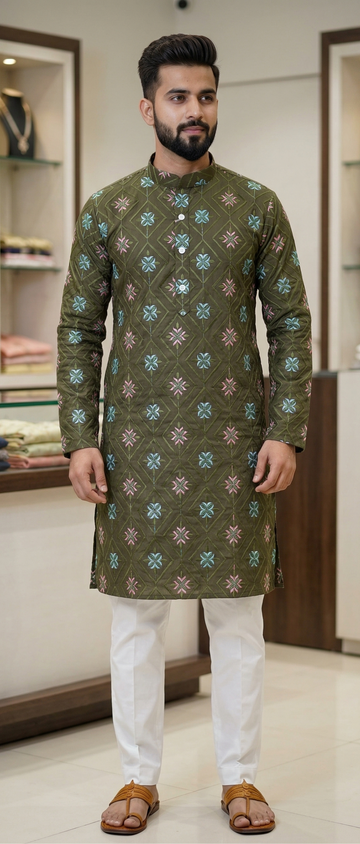 Men 100% Cotton  Ethnic Kurta
