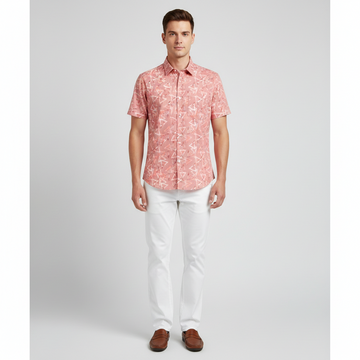 Half Sleeve Men's Cotton Shirt Featuring Floral Prints