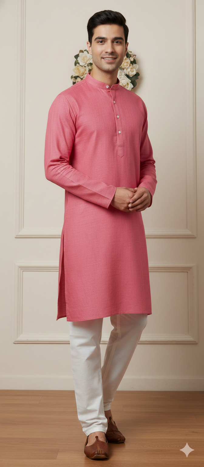 Men 100% Cotton Plain Kurta