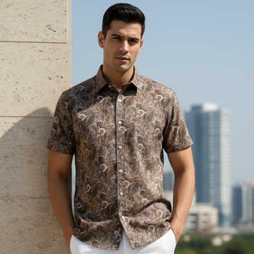 Men 100% Cotton Half Sleeve Shirt (printed)