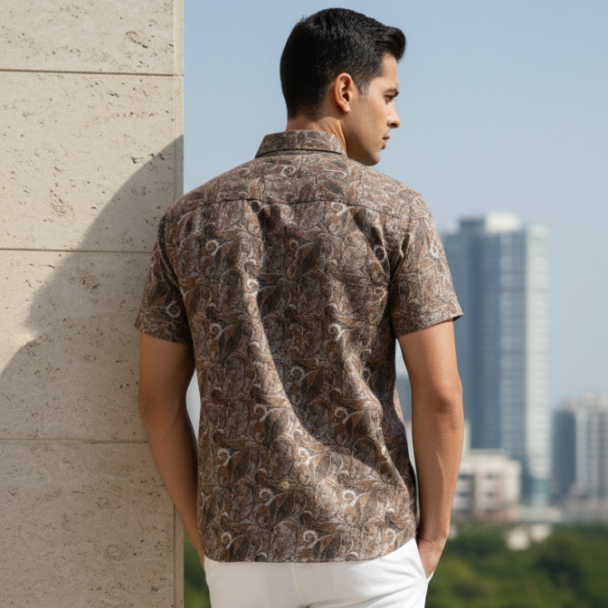 Men 100% Cotton Half Sleeve Shirt (printed)