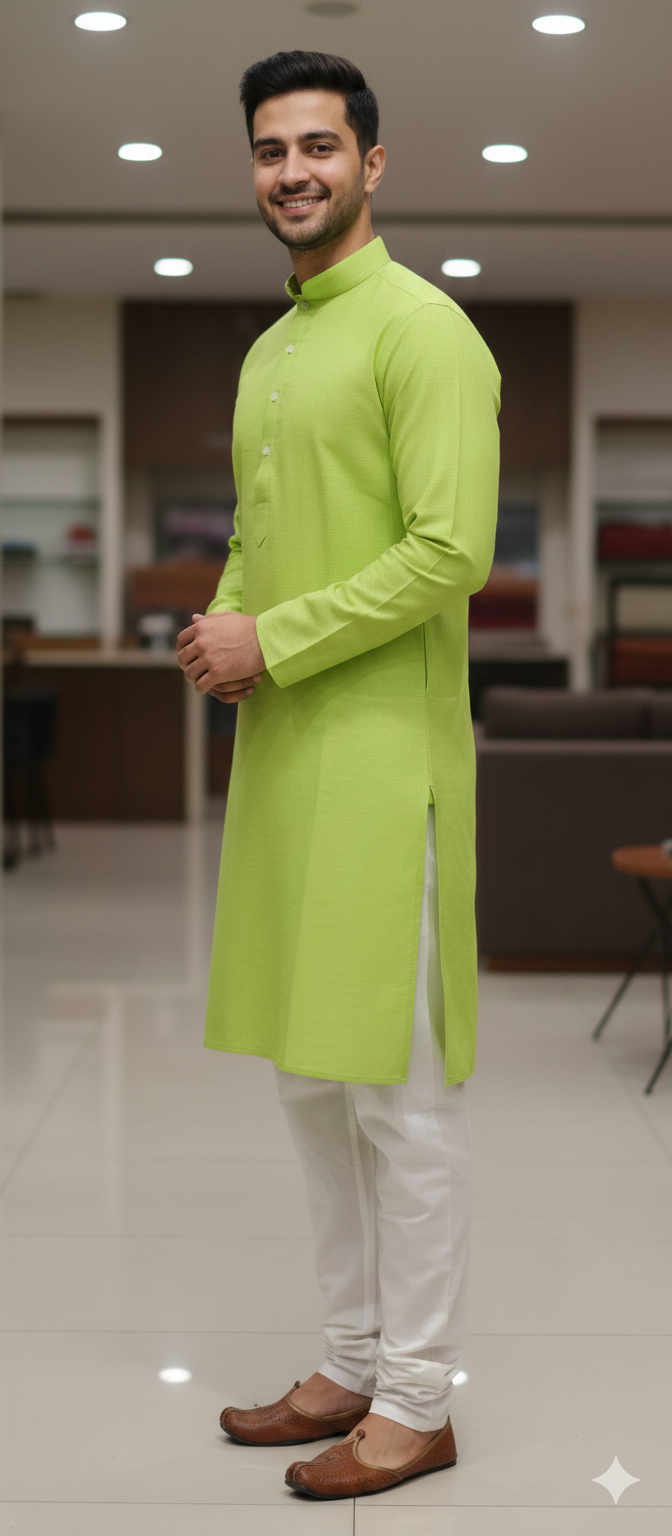 Men 100% Cotton Plain Kurta