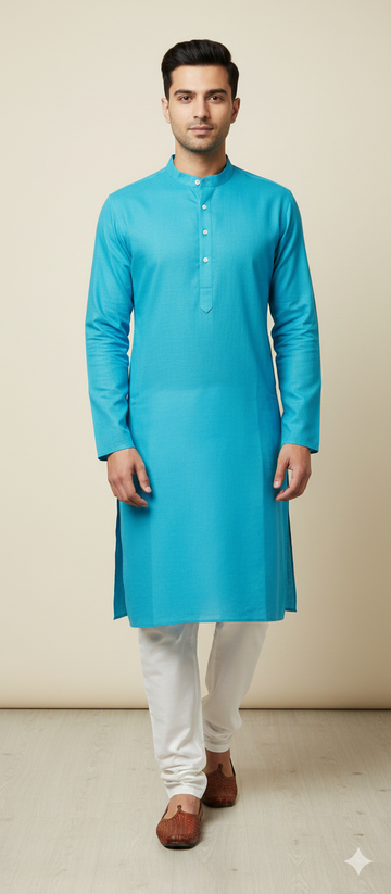 Men 100% Cotton Plain Kurta