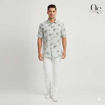 Men's Half Sleeve Cotton Shirt, Pastel Colors, Semi-Formal Wear