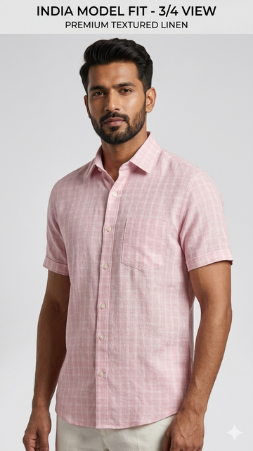 The Classic Pink Check Pure Linen Shirt