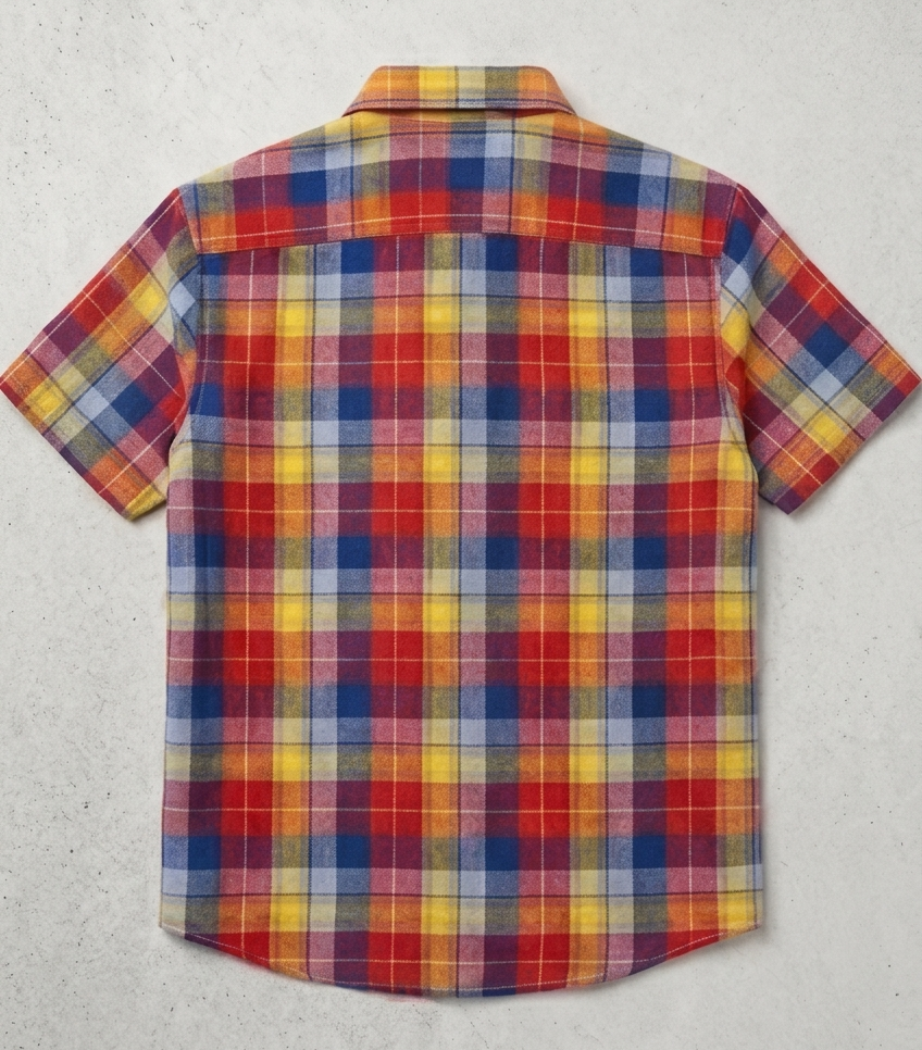 Vibrant Multicolor Checkered Premium Linen Half Sleeve Shirt for Men