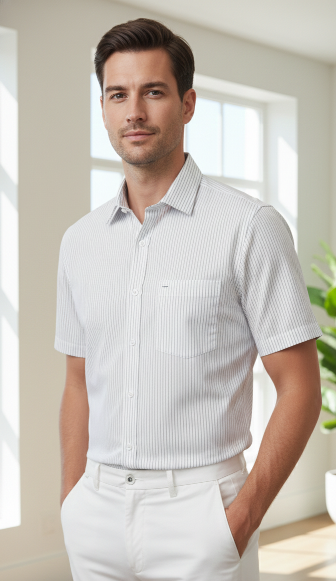 Men 100%Cotton Half Sleeve Shirt (Checkered)