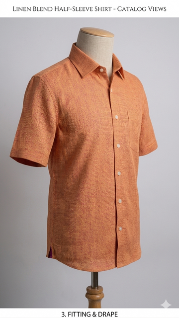 Formal Men's Shirt - Textured Orange & Magenta Blend
