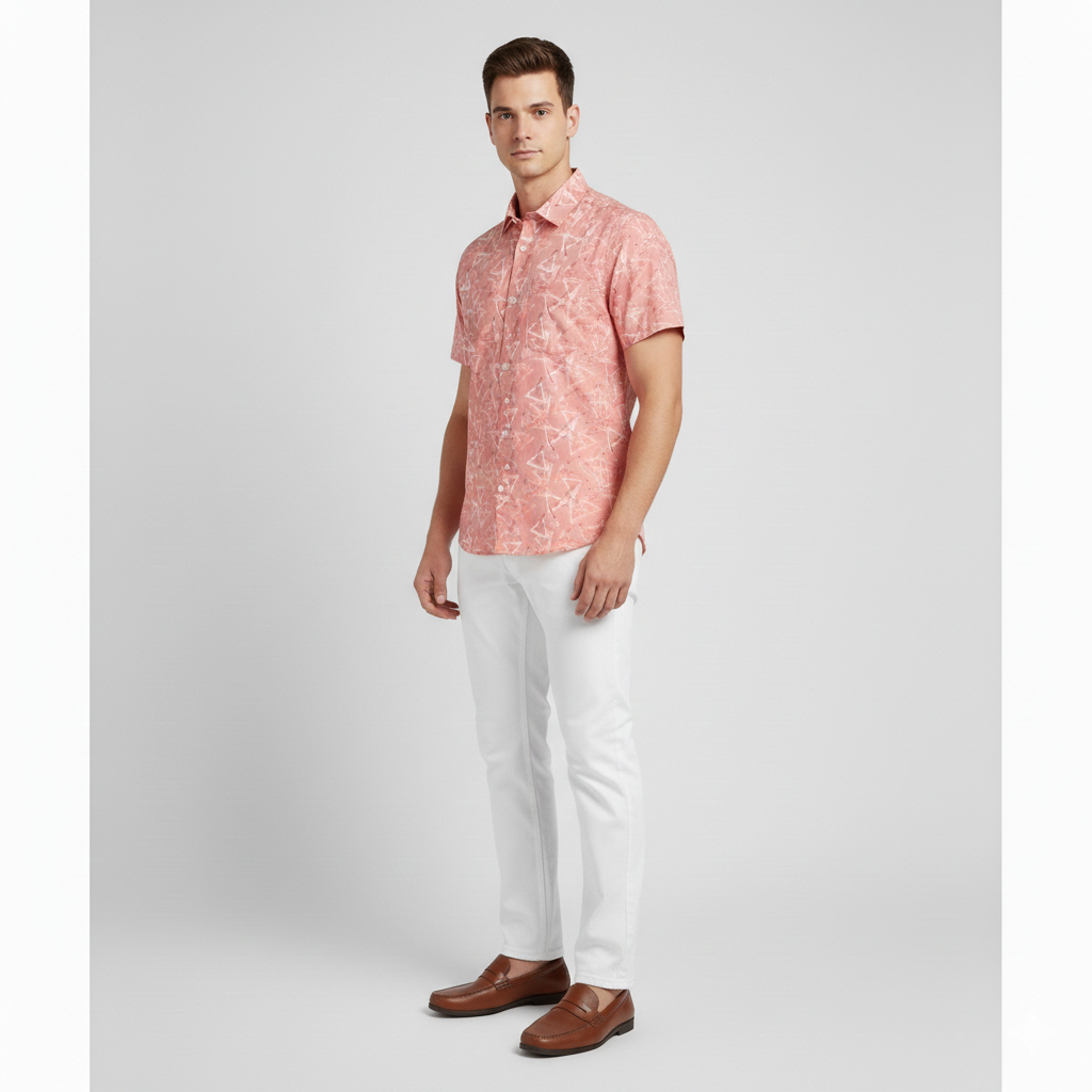 Half Sleeve Men's Cotton Shirt Featuring Floral Prints