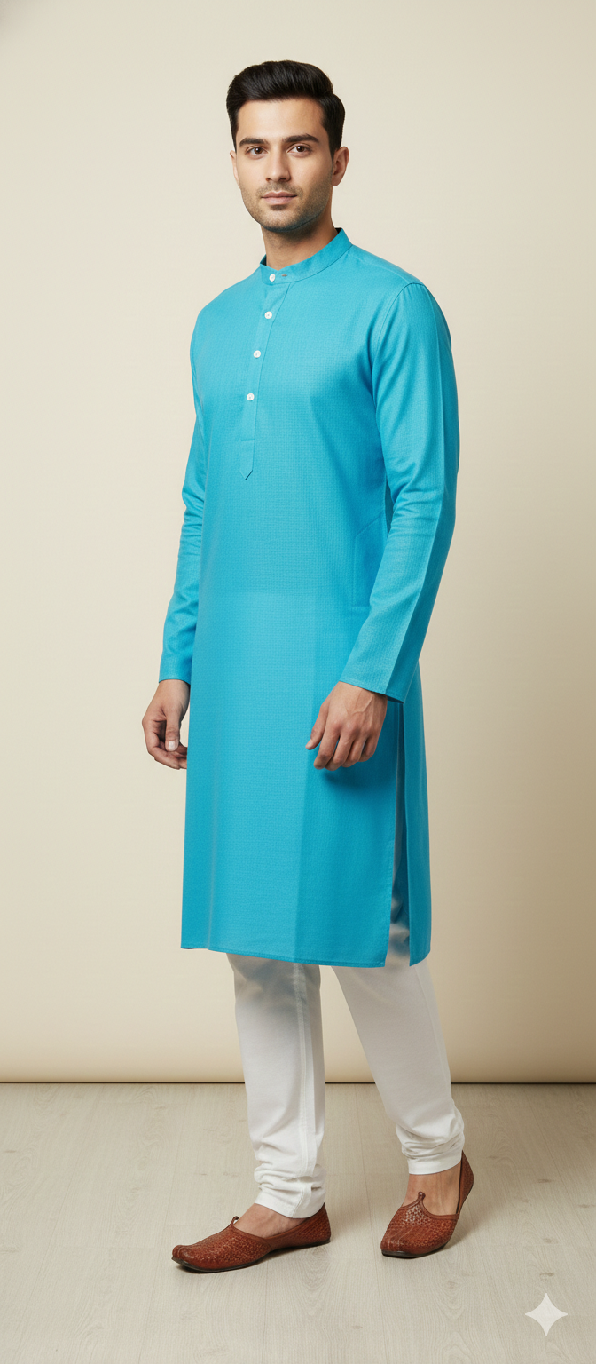 Men 100% Cotton Plain Kurta