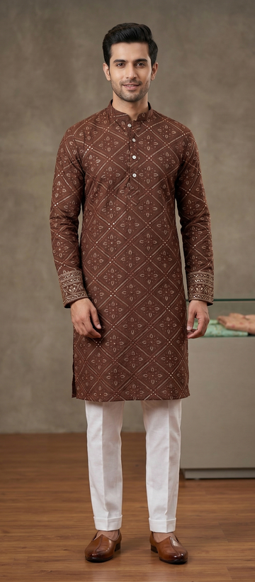 Men 100% Cotton Ethnic Kurta