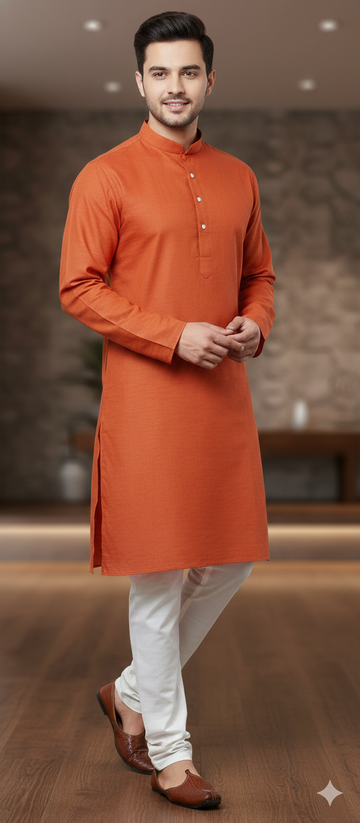 Men 100% Cotton Plain Kurta