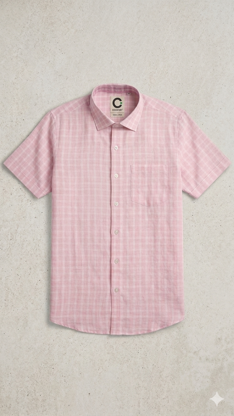 The Classic Pink Check Pure Linen Shirt