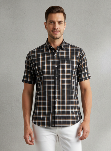 Men 100%Coton Half Sleeve Shirt (Checkered)