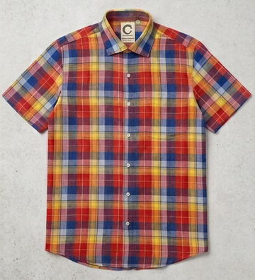 Vibrant Multicolor Checkered Premium Linen Half Sleeve Shirt for Men