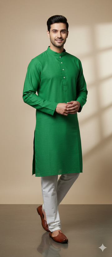Men 100% Cotton Plain Kurta