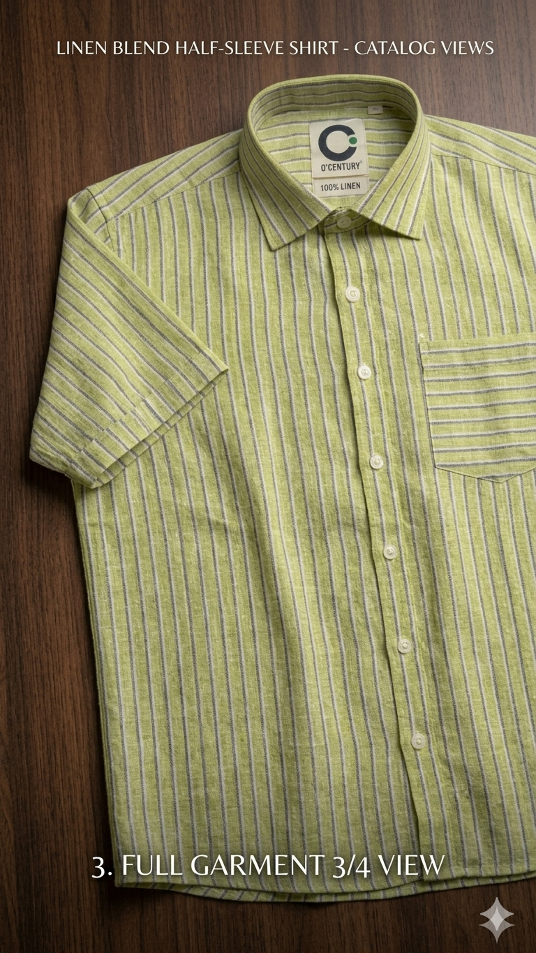Men's Light Green Vertical Stripe Casual Shirt