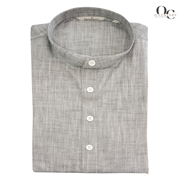 Men's Long Kurta in Charcoal Grey with Textured Fabric and Lining