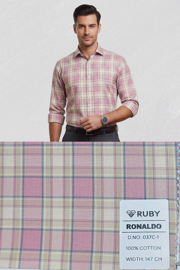 Ruby Vien 100% Premium Cotton Twill Checks Shirting