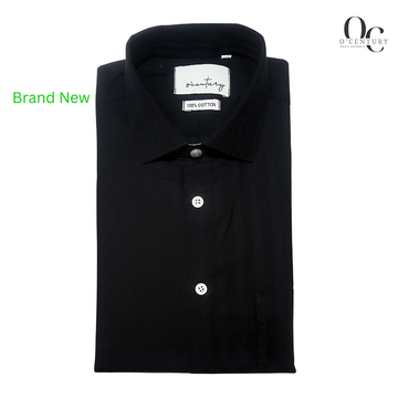 Black Excellence: Full Sleeve Men’s Shirt with Lined Weave