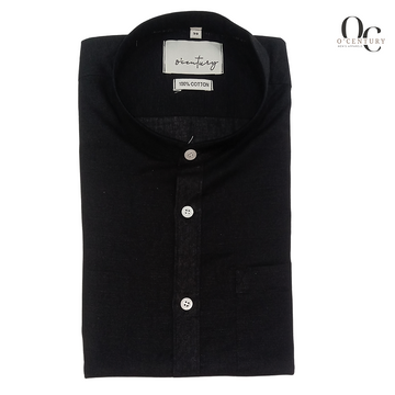 Men's Solid Black Short Kurta