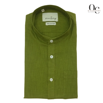 Olive Green Plain Short Kurta for Men