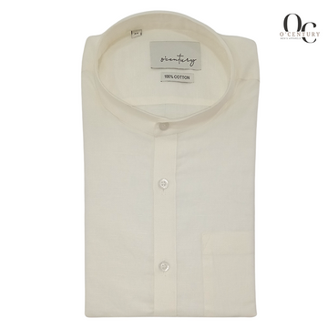 Off-White Men's Short Kurta with Mandarin Collar