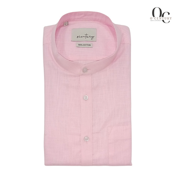 Modern Pastels - Men's Blush Pink Short Kurta Featuring a Refined Mandarin Collar