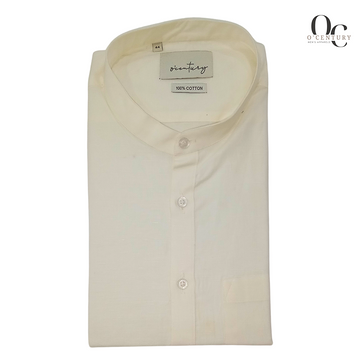 Elegant Off-White Men's Short Kurta with Mandarin Collar