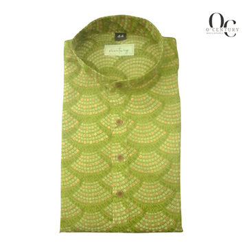 Leaf Green Printed Long Kurta for Men Festive Ethnic Wear