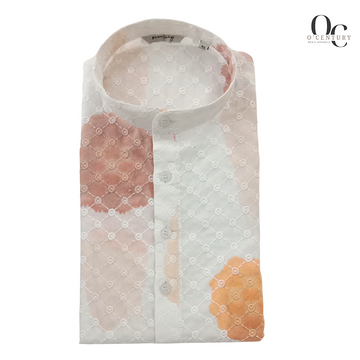 Men's White Printed Giza Cotton Long Kurta by O'Century
